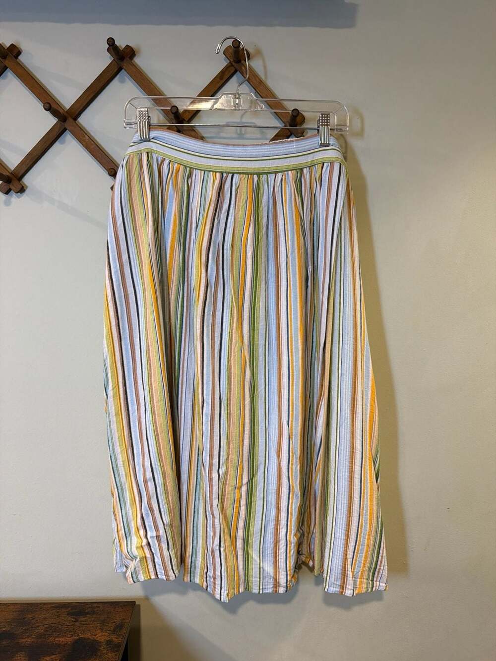 LC Lauren Conrad Multicolor Striped Rayon Linen Midi Skirt, Size 0X